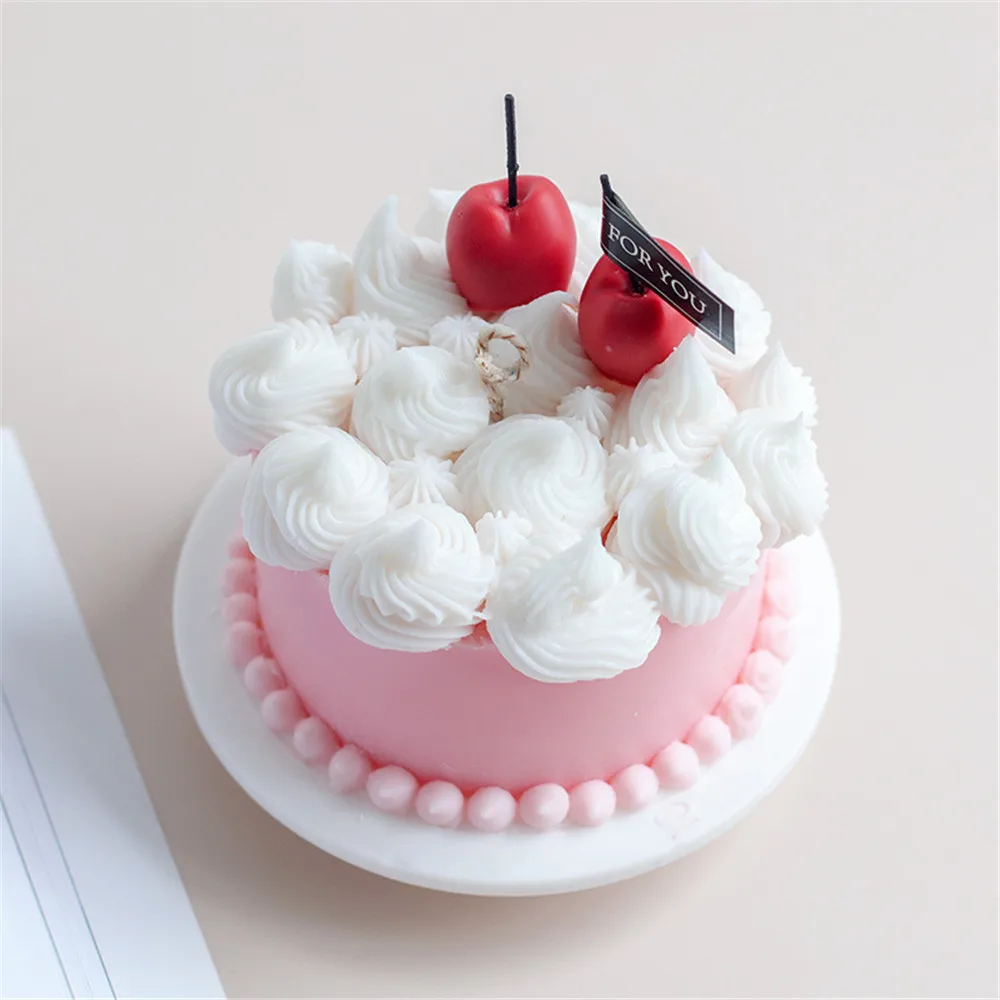 3D Cherry Mold Scented Candle Material Simulation Fruit Fondant Cake Silicone Baking Cake Decorating Moulds Candle Making Tool