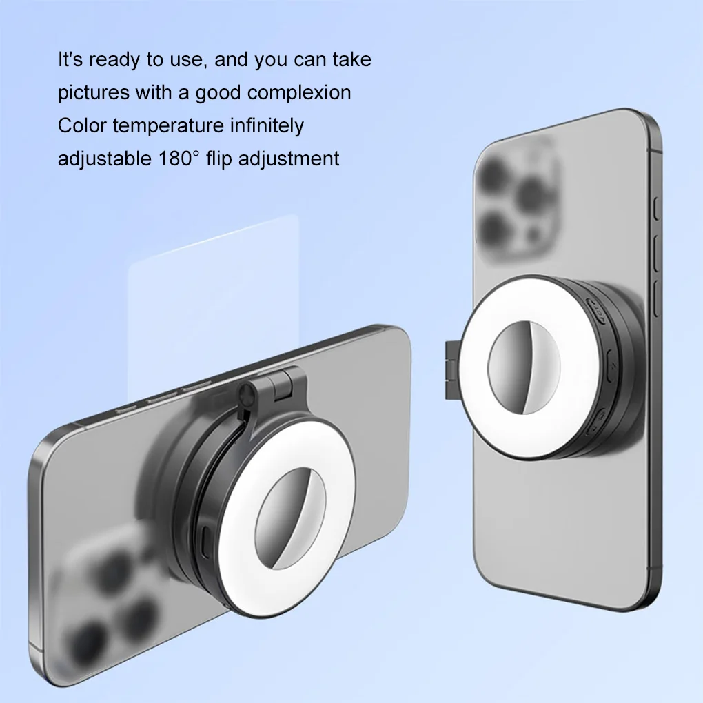 

Универсальный магнитный заполняющий светильник для смартфона, мини-светильники для селфи, регулируемая яркость, светодиодная кольцевая лампа для селфи, выдвижной откидной кронштейн