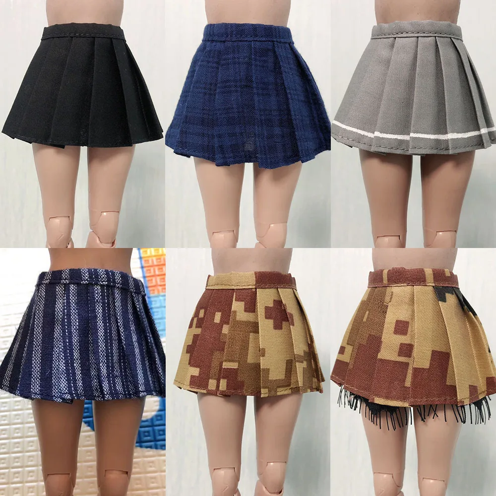 1/6 Scale Female Skirt School Uniform Miniskirt Campus Style Pleated Plaid Skirt Camouflage Battle Dress fit 12'' Action Figure