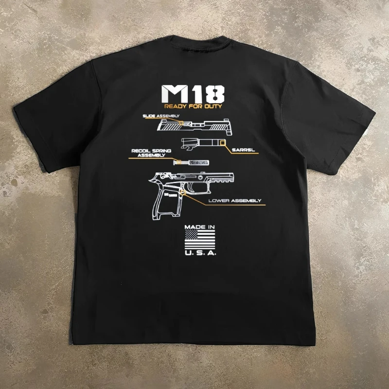 

Summer 2025 new gun accessory printed T-shirt cotton loose and fashionable short-sleeved streetwear for men and women 082703