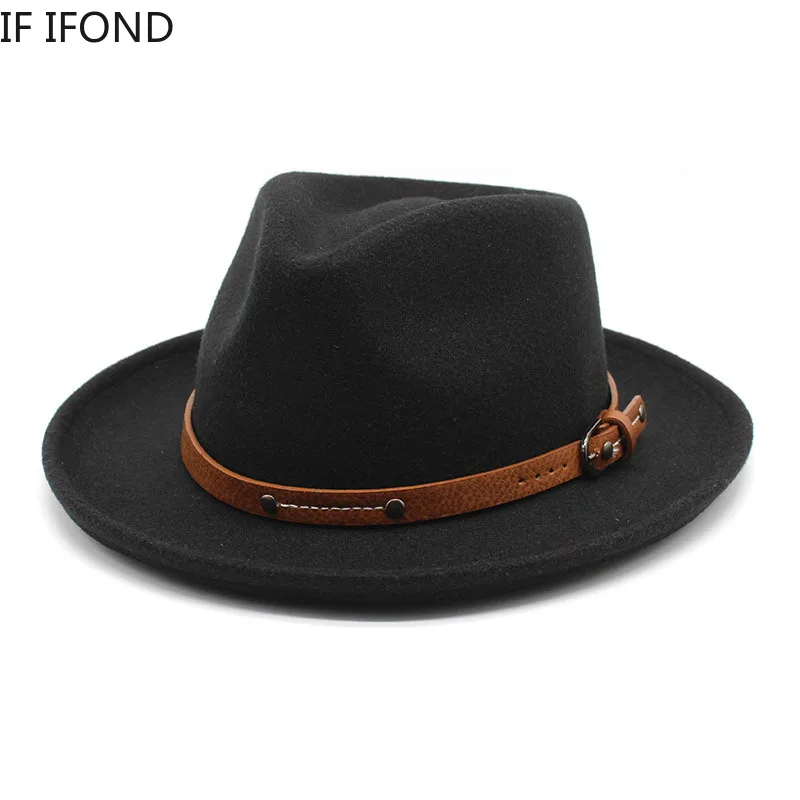 New Vintage Wool Soft Wool Felt Fedora Hat For Men Women Autumn Winter Curved Brim Trilby Jazz Hat Gentleman Party Dress Cap