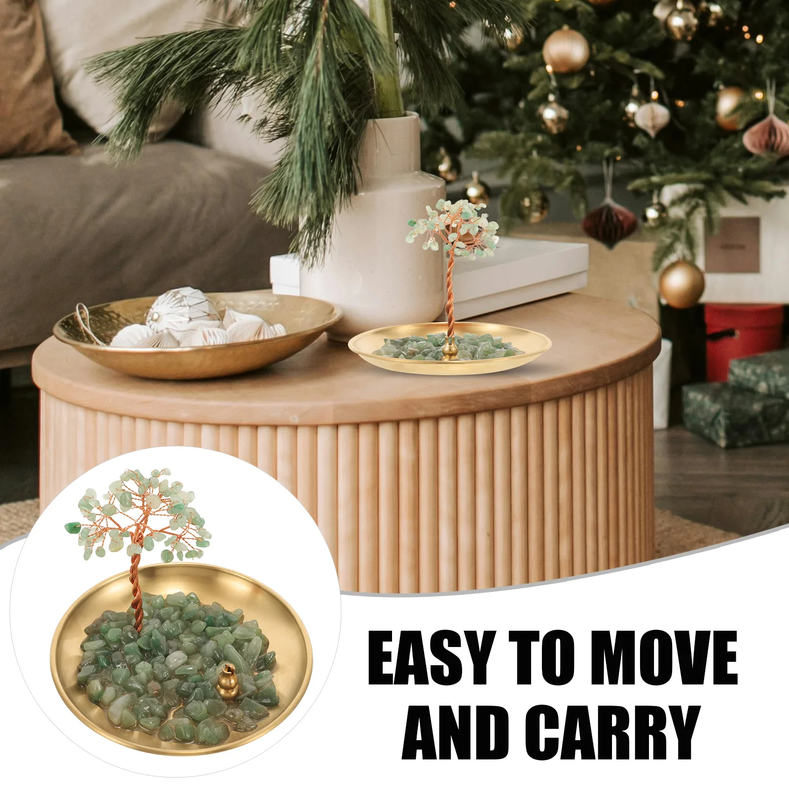 

Crystal Incense Burner Stainless Steel Delicate Crystal Stone Tree Tray Decorative Incense Holder for Living Room Bedroom Office