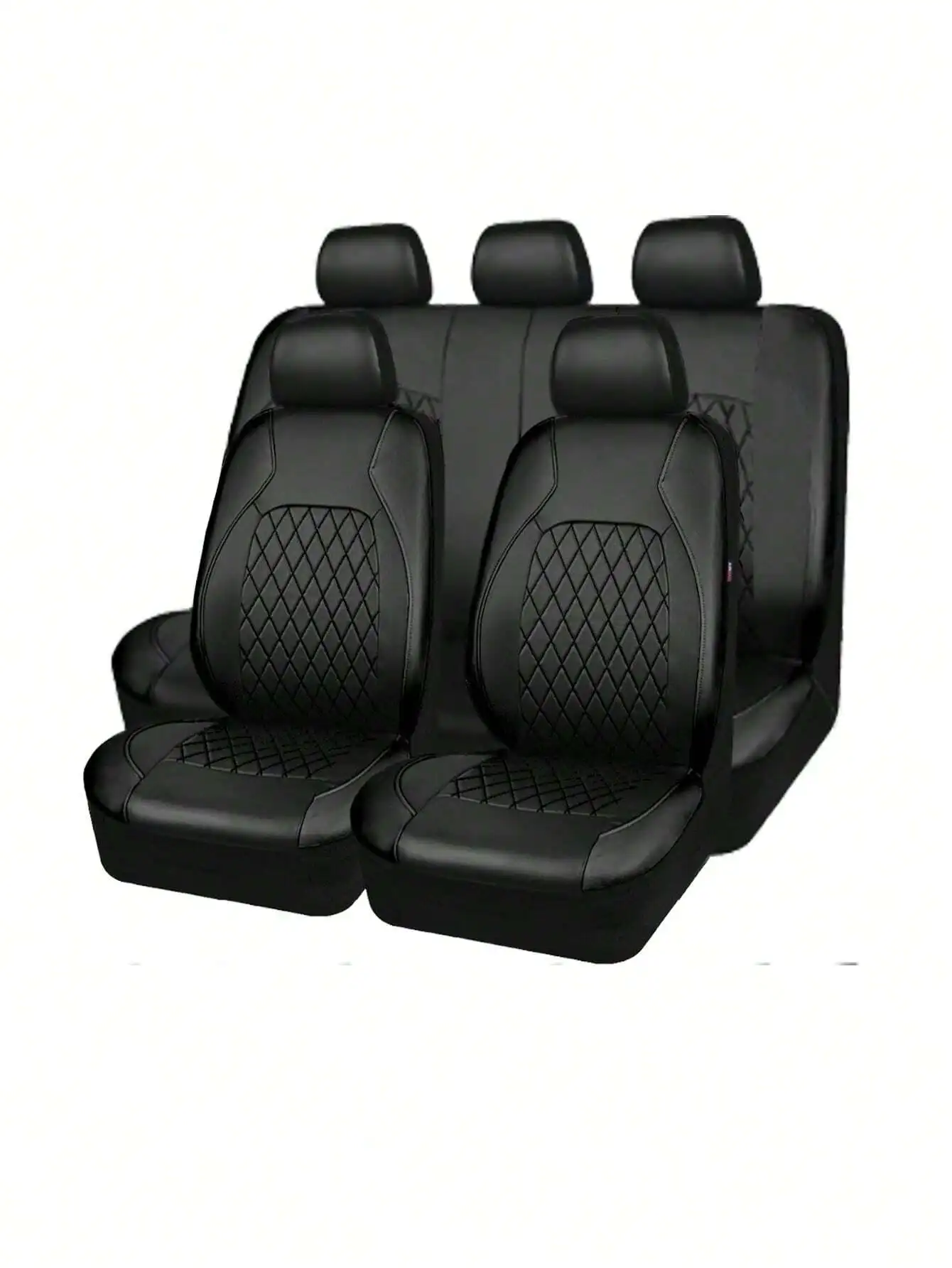 

9 Pcs 5-Seat PVC Leather Car Seat Cover 4mm Sponge Four Seasons Universal Full Set Front Rear Headrest Covers Wear Resistant Comfortable Durable Auto Interior Protective Decor Fit Most Vehicles Daily Use