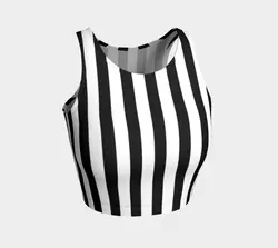 Black White Striped Crop Top Tank Top Women's Sexy Sports Bra Vest Cosplay Costume