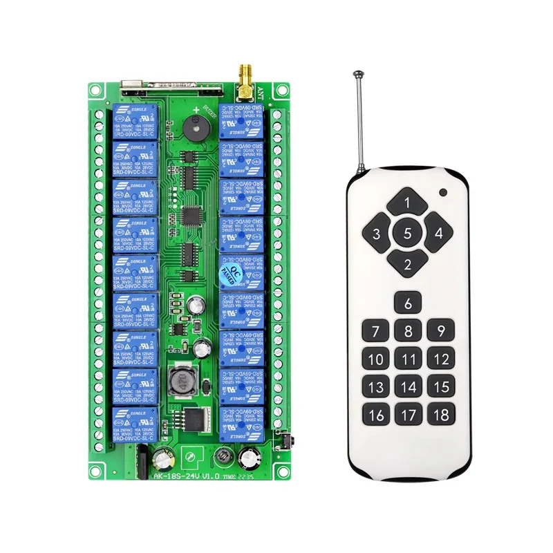 433MHZ DC12V 24V 36V 18CH RF Wireless Remote Control Switch  Transmitter  Receiver  Lighting /curtain /door  power on and off