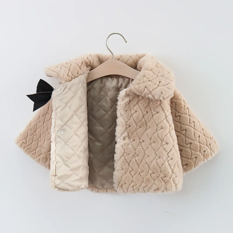 2023 New Winter Jacket For Baby Girl Clothes Plush Baby Outwear Fashion Christmas Princess Cloak Autumn Warm Faux Fur Girls Coat