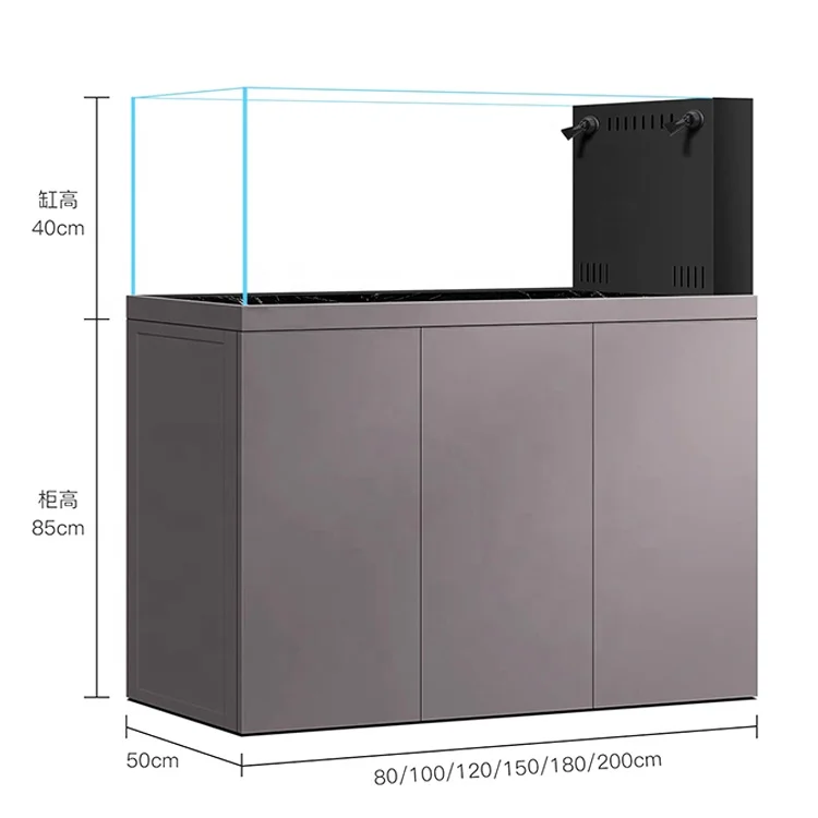 Medium and small ultra-white plastic glass high quality custom size ecological landscaping fish tank with bottom cabinet