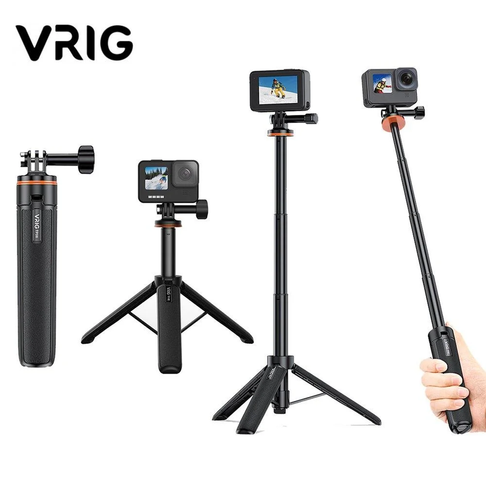 VRIG 20.1" Extendable Mini Tripod,Portable Selfie Stick Tripod for DJI OSMO Action 5Pro/4/3,GoPro Max Hero 13 12 11 10 9 8 7 6 5 4 3 3+ 2 1 Session,Insta360 X5/X4 Action Camera