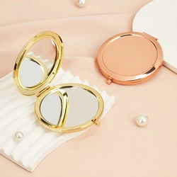 Round Makeup Mirror Double Side Metal Mirror Magnifier HD Pocket Makeup Folding Mirror Hand Held Make Up Travel Mini Mirror