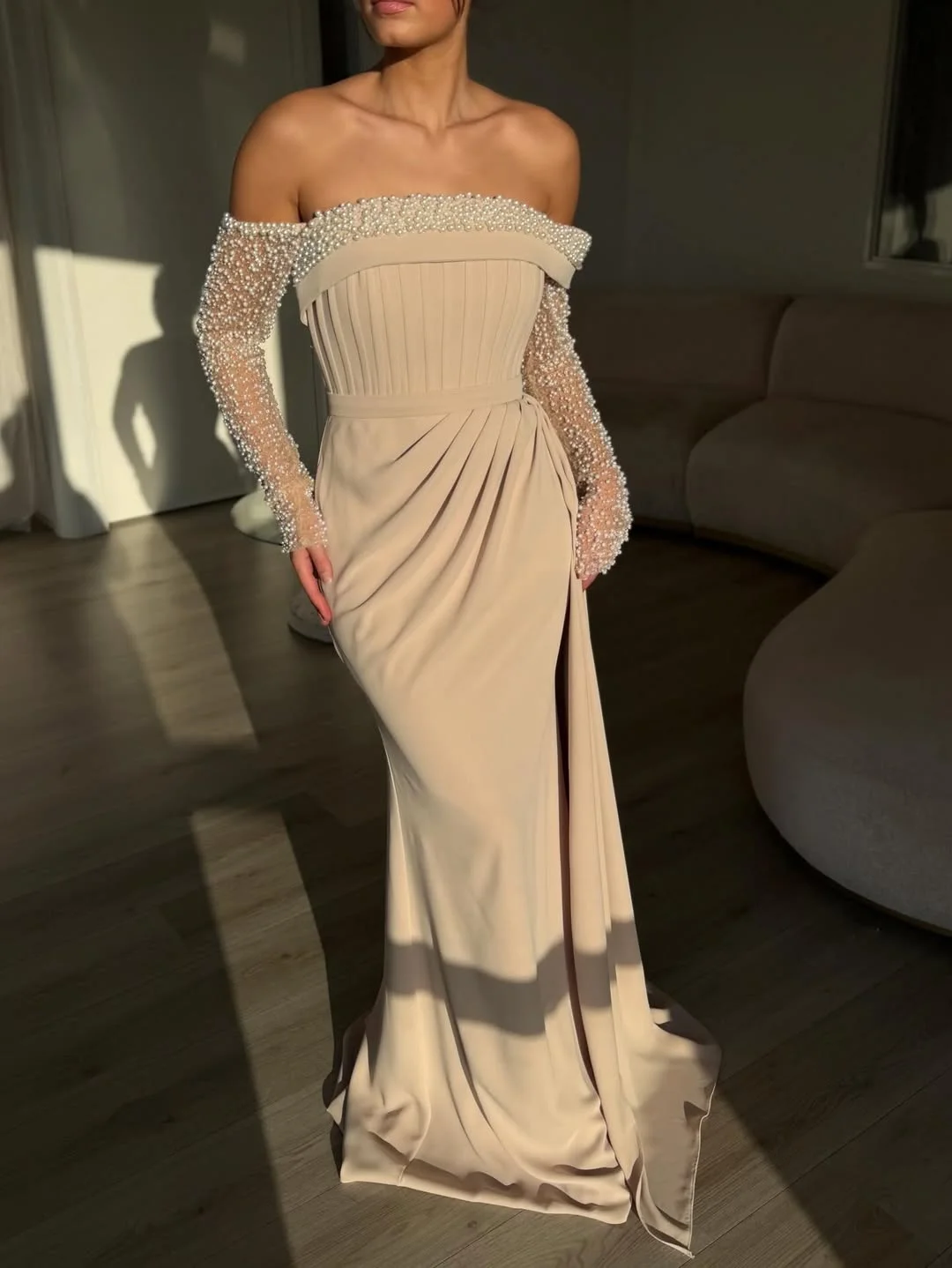 

Arabian Night Luxurious Women's Evening Dresses A-Line Simply Draped Prom Gowns Vestidos Para Mujer فستان سهره من