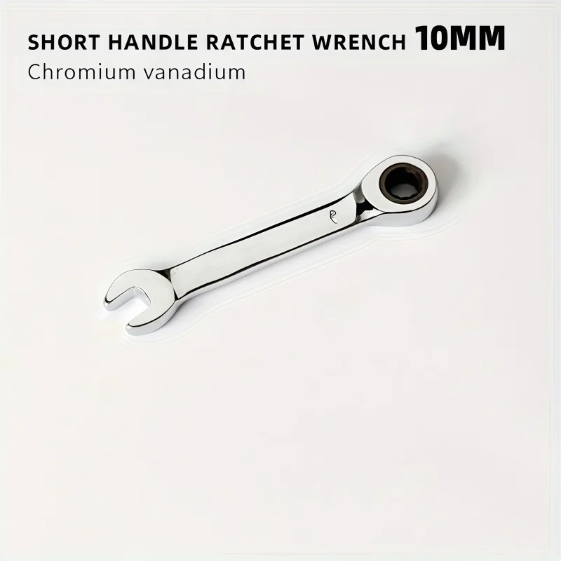 

10MM metric quick ratchet wrench 72 tooth spur wheel mini short handle opening plum blossom dual-use auto repair wrench