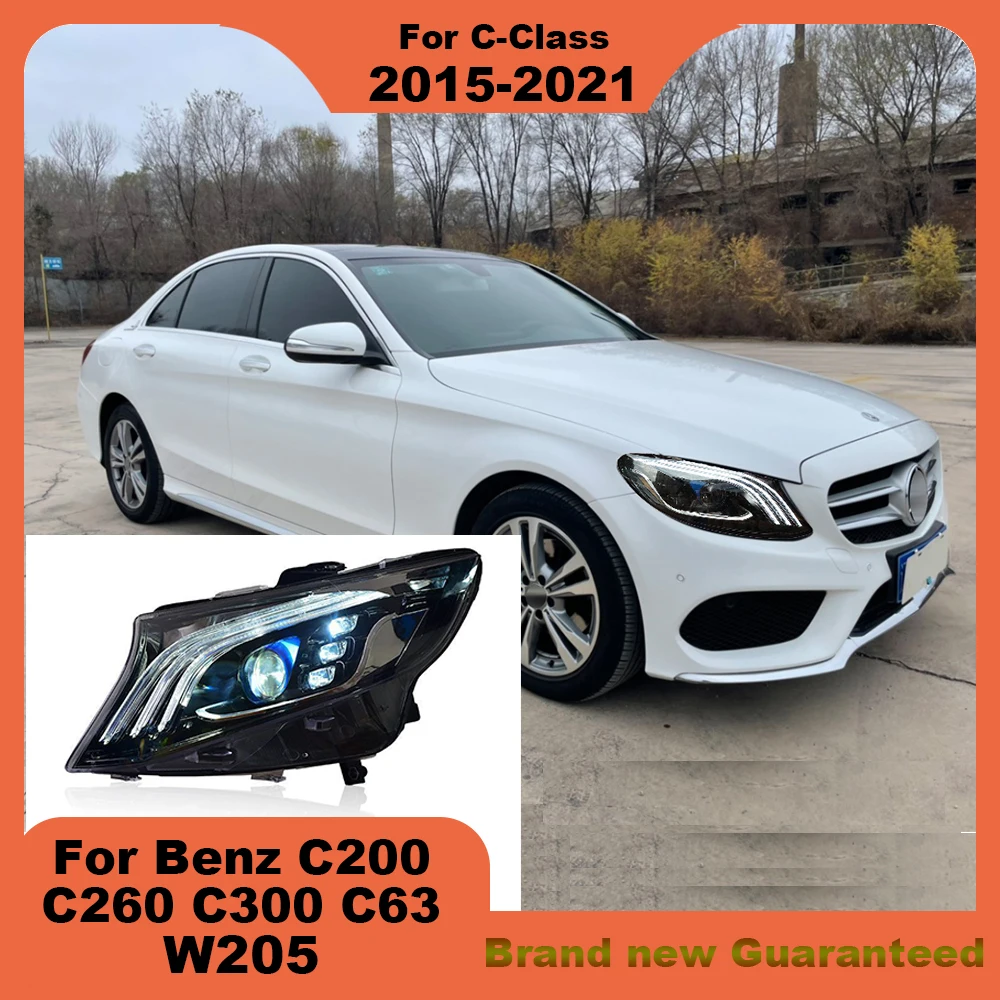 For W205 C-Class 2015-2021 C180 C200 C260 C300 Benz Headlight upgrade Maybach LED Laser Lenses Lamp Head Front Light Accessories