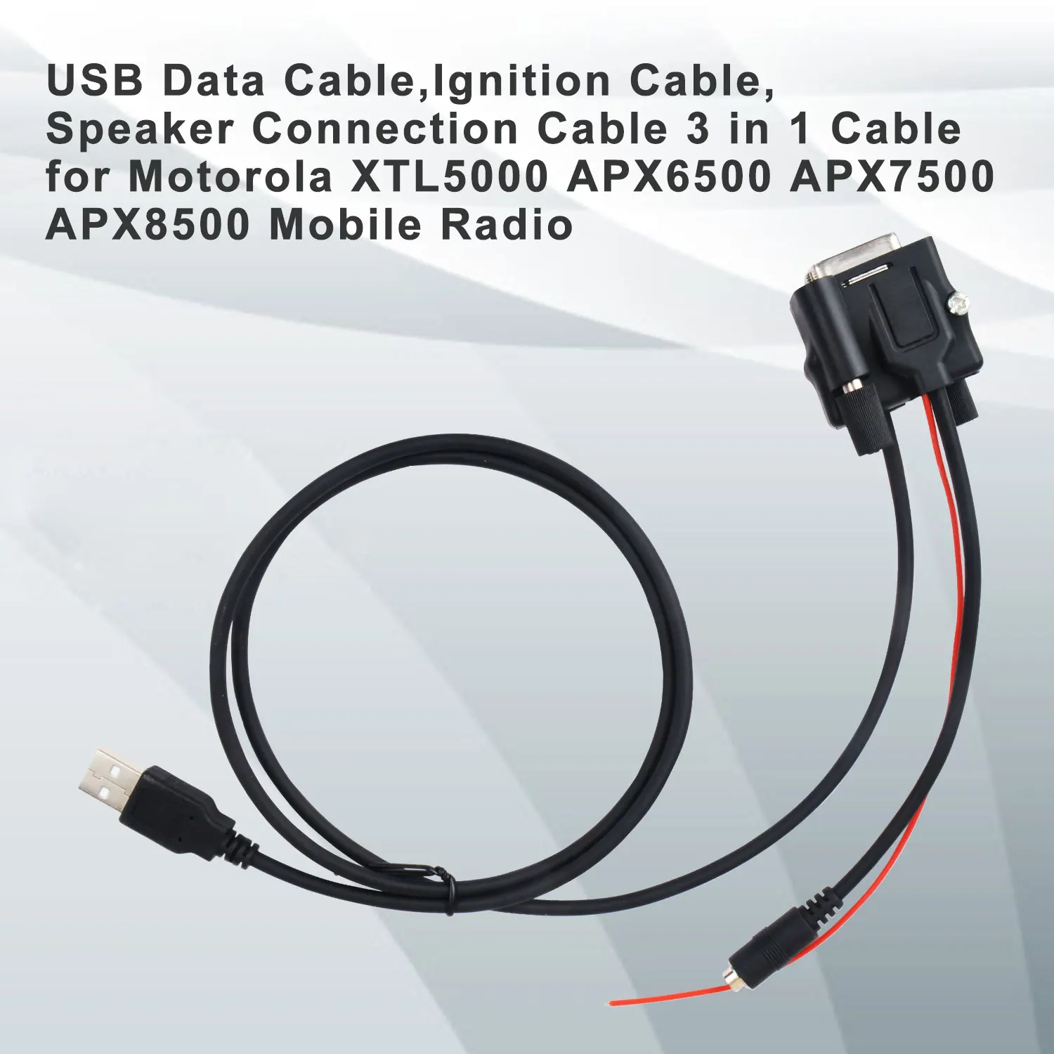 Walkie Talkie Program cable 3.5mm speaker socket cable Ignition sense wire 3 in 1 cable for motorola XTL5000 APX8500 APX7500