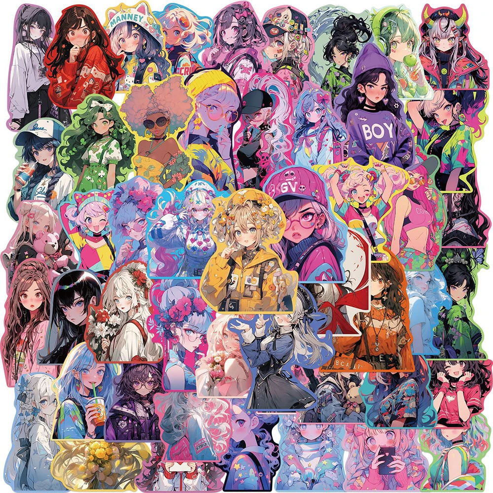 10/30/50PCS Anime Cute Colorful Girls Waterproof Stickers INS Style Decals Phone Suitcase Stationary Fridge Laptop Sticker Gift