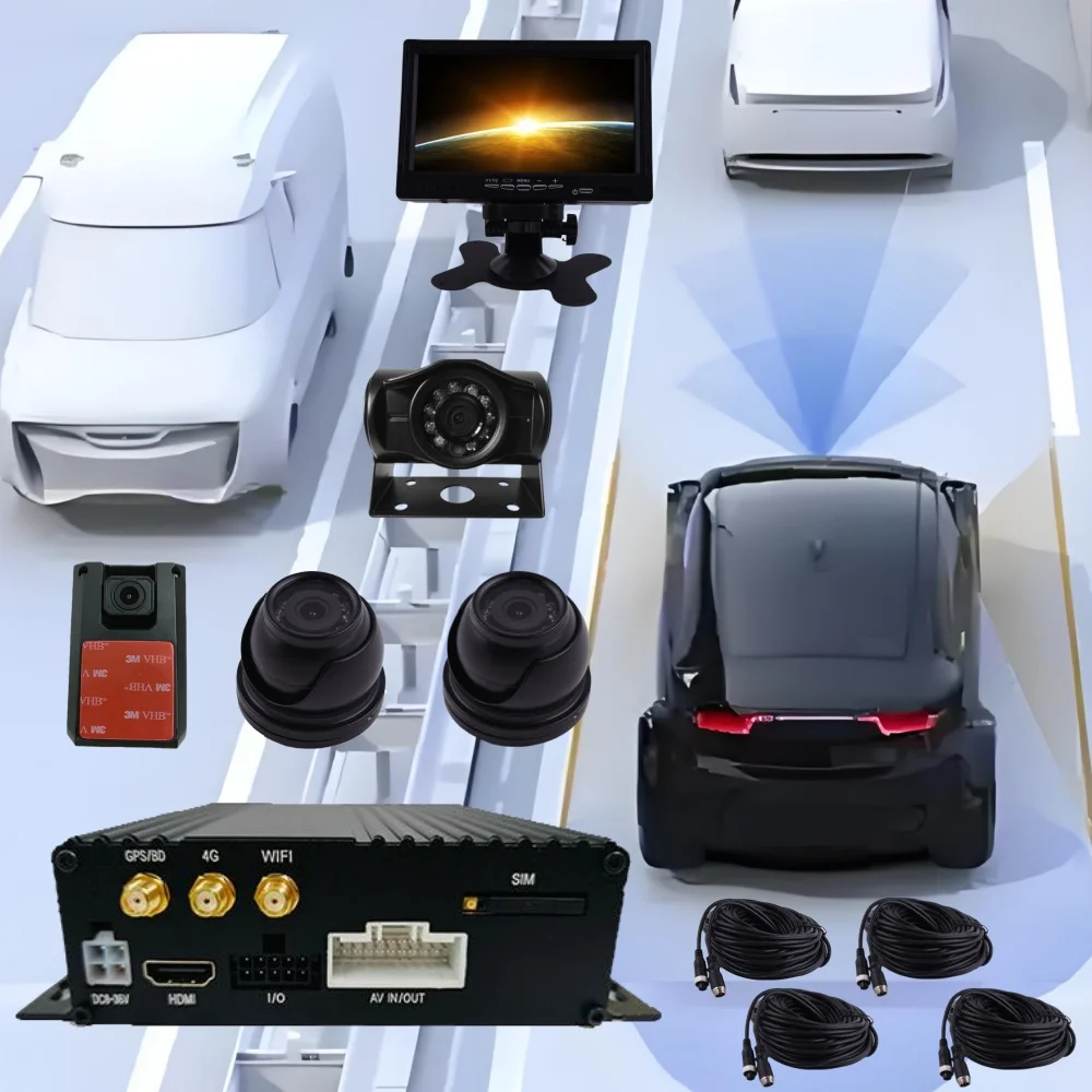 

DMS ADAS AI MDVR 4CH Tracking System Truck Bus Mobile Car Dvr with 4G GPS WIFI AHD 1080P Camera Set