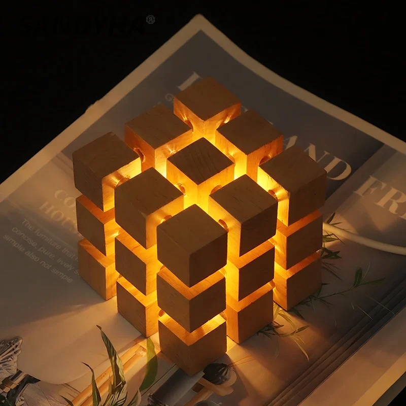 

Modern Rubik's Cube Night Light Creative Ornaments Bedside Table Bedroom Atmosphere Light USB Plug-in Desktop Decorative Light