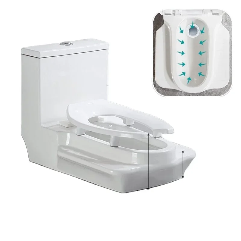 Squatting dual-purpose non-digging squatting toilet free platform ceramic row wall drainage rear row type squatting