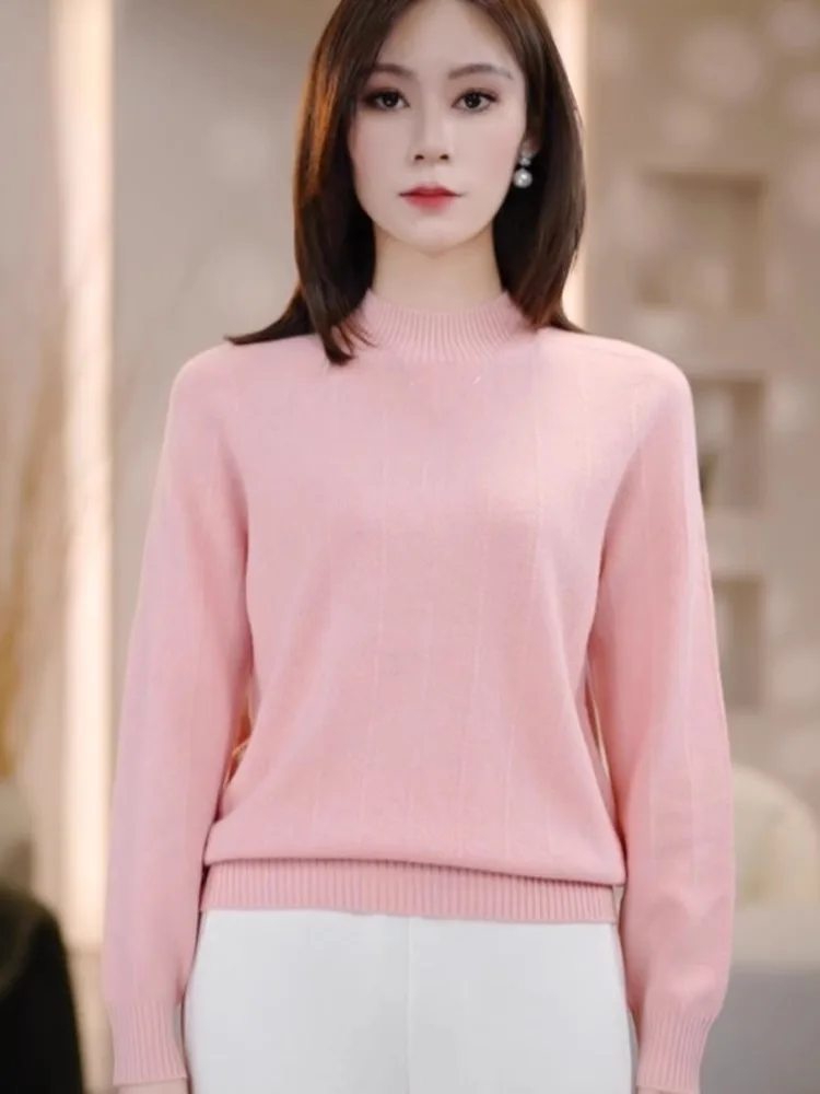 

Ele Long Sve Camere Sweater Loose Slimming Sli Versatile f High Ne Overhead Knitted Top Women's Faion