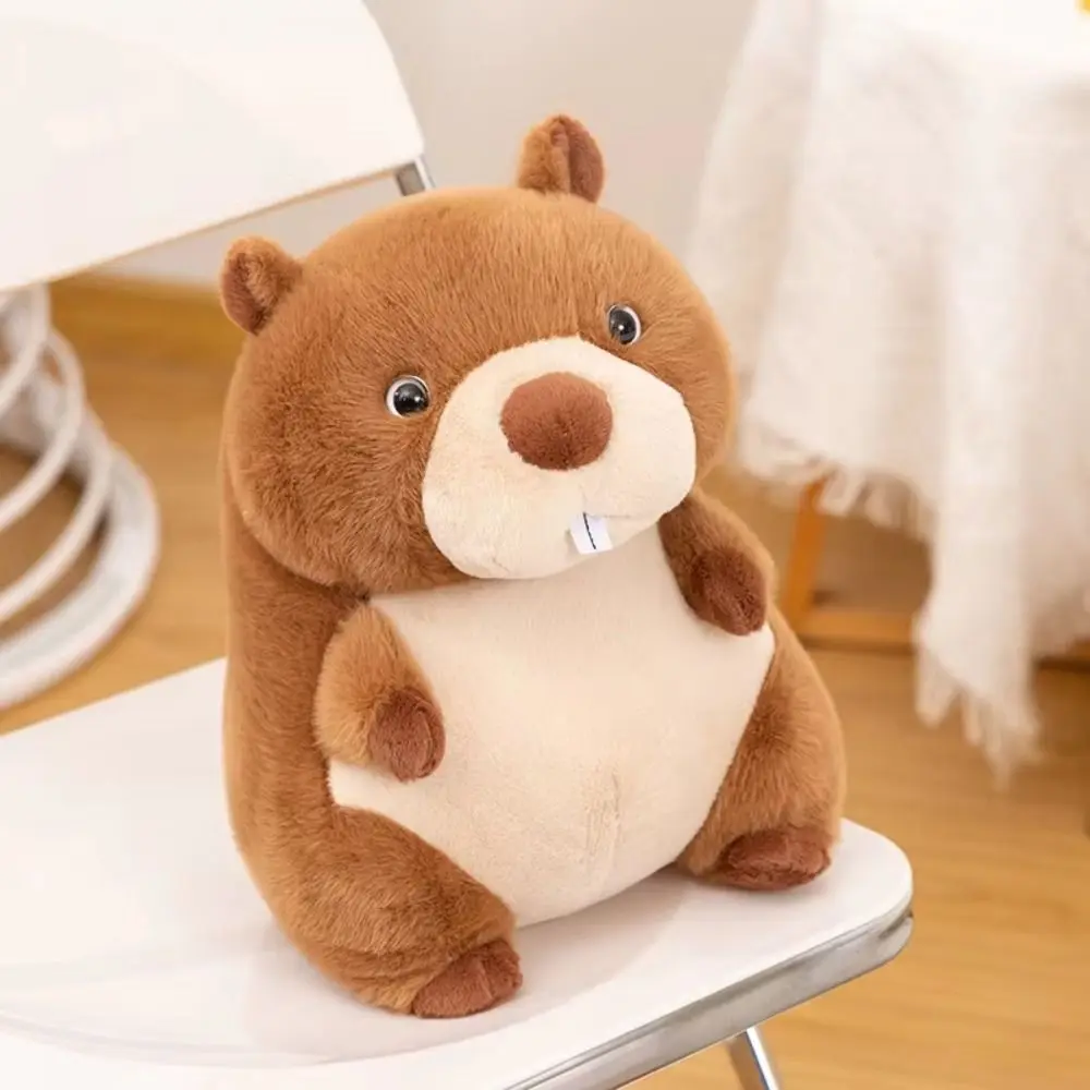 Simulation marmotte PP coton moelleux peluche dessin animé marmotte poupée à la main interactif potelé marmotte en peluche