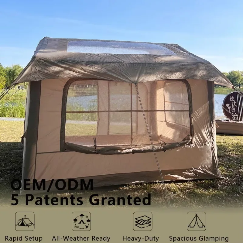 Spacious Air Tent Garden Inflatable Cabin Tent for Family Glamping Quick Setup Waterproof Shelter Tent for Outdoor Hiking