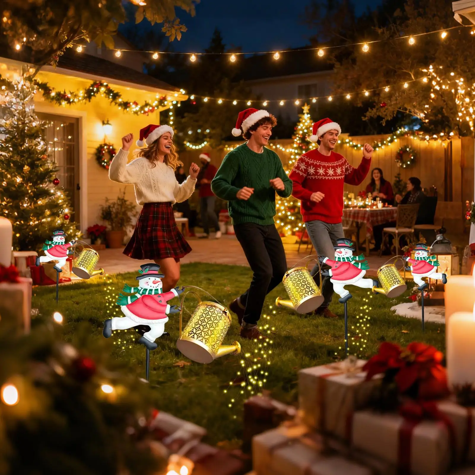 

Солнечная лейка, водонепроницаемая рождественская праздничная наземная лампа, солнечные фонари, уличные водонепроницаемые для пейзажа, газона, двора