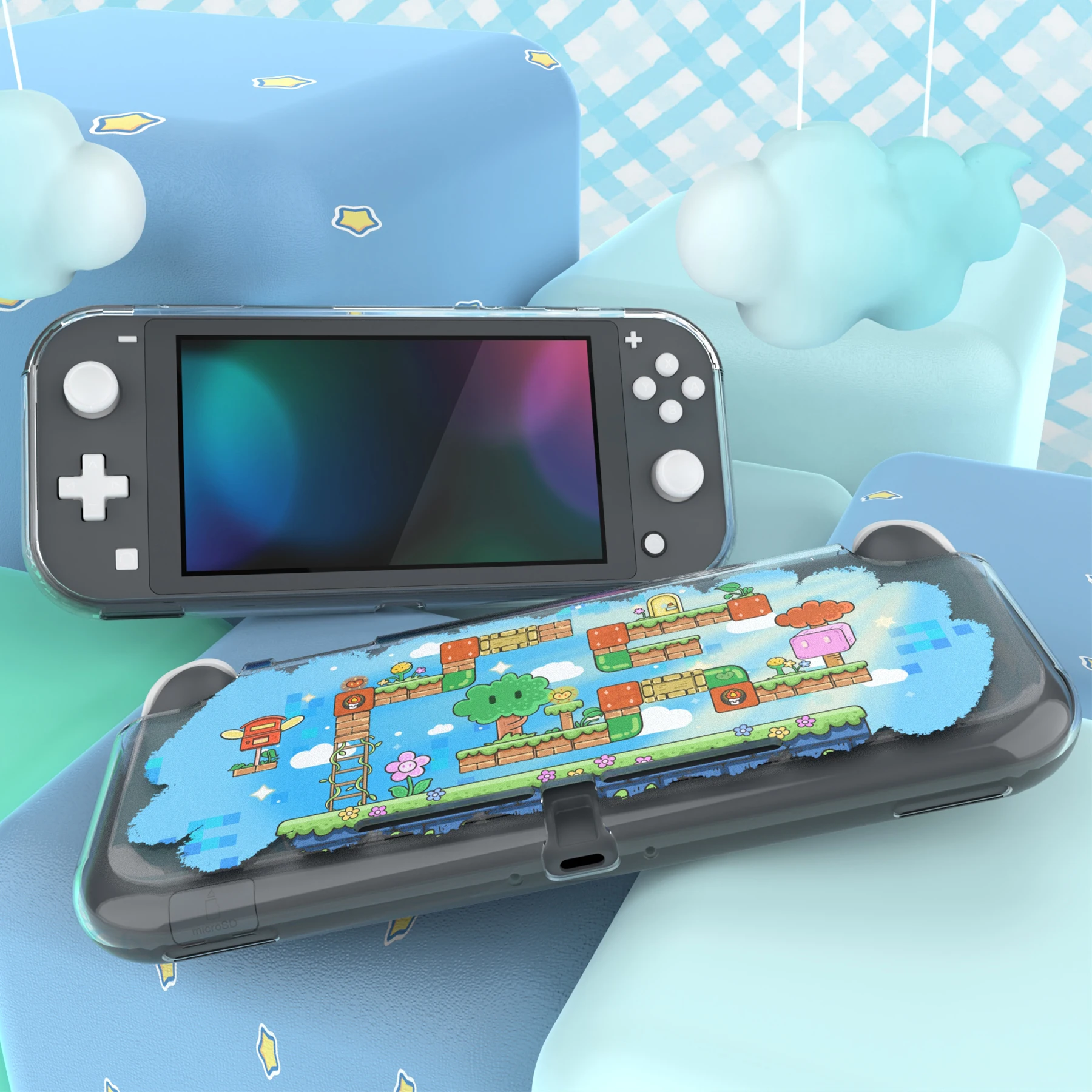 Nintendo Switch Lite용 PlayVital 귀여운 소프트 TPU 케이스 커버, 맞춤형 보호 쉘 - 블록 어드벤처 및 퍼즐 어드벤처