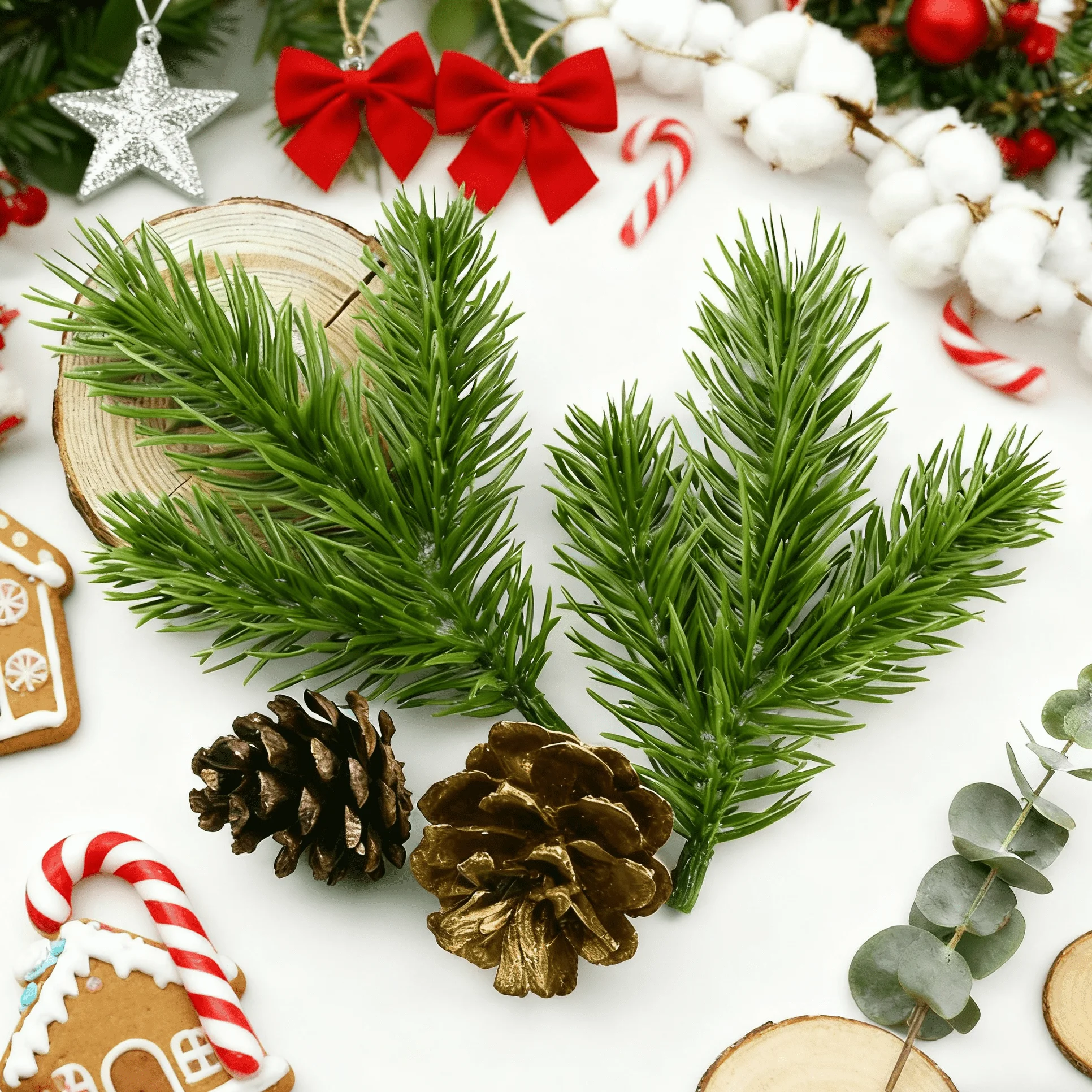 10/30Pcs Künstliche Pflanzen Weihnachten Grün Baum Dekorationen Hause Zimmer Zubehör Hochzeit Dekorative Blume Girlande Diy Geschenk Box