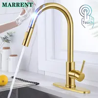 Touchless Kitchen Faucet,Smart Touch Faucet for Kitchen Sink with Pull Down Sprayer,Brushed Gold Stainless Steel Kitchen Faucets