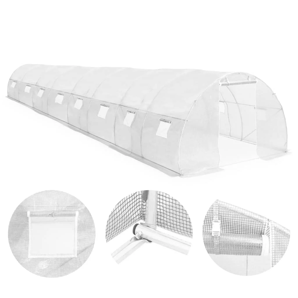 Large Walk-in Greenhouse with 16 Side Windows PE Mesh Fabric Robust Stainless Steel Galvanized Structure Easy Assembly