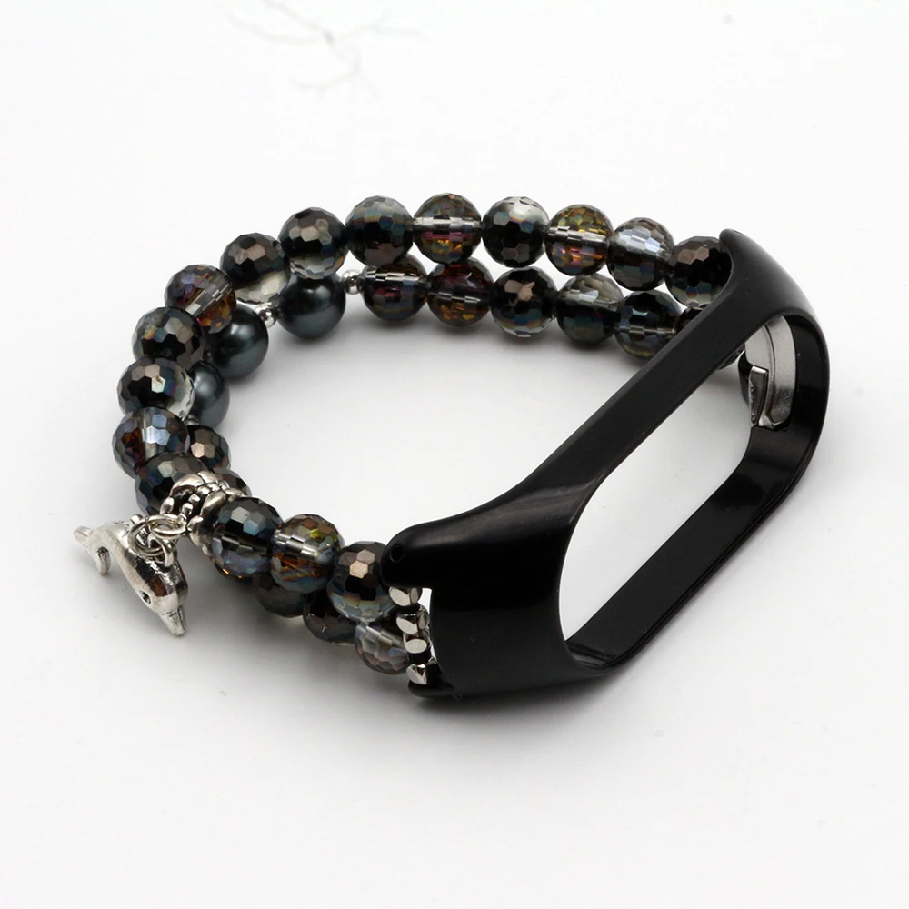 สายรัดข้อมือเครื่องประดับสีดำ Mi band 7โก้ยืดหยุ่นสำหรับ Xiaomi Mi band 7สายนาฬิกาข้อมือสุดหรูสายรัดข้อมือ