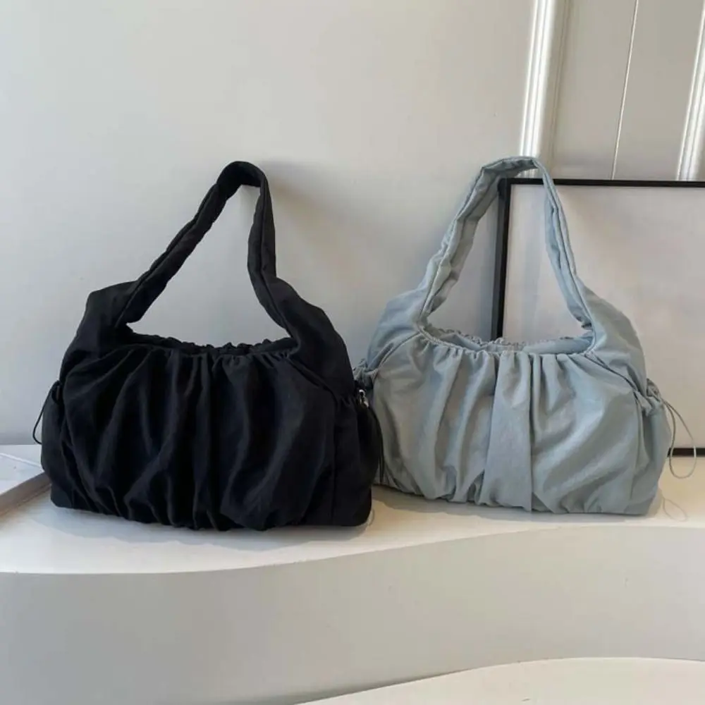 

Handbag Drawstring Canvas Shoulder Bag Pleated Korean Style Cloud Crossbody Bag Large Capacity Casual Underarm Bag Lady