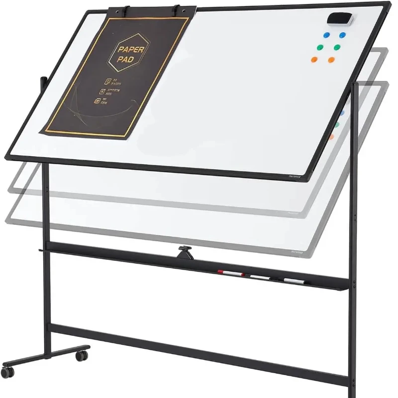 Large Dry-Erase Rolling Magnetic Whiteboard - 70 x 36 Inches White Board Height Adjust Double Sides Mobile Portable Easel