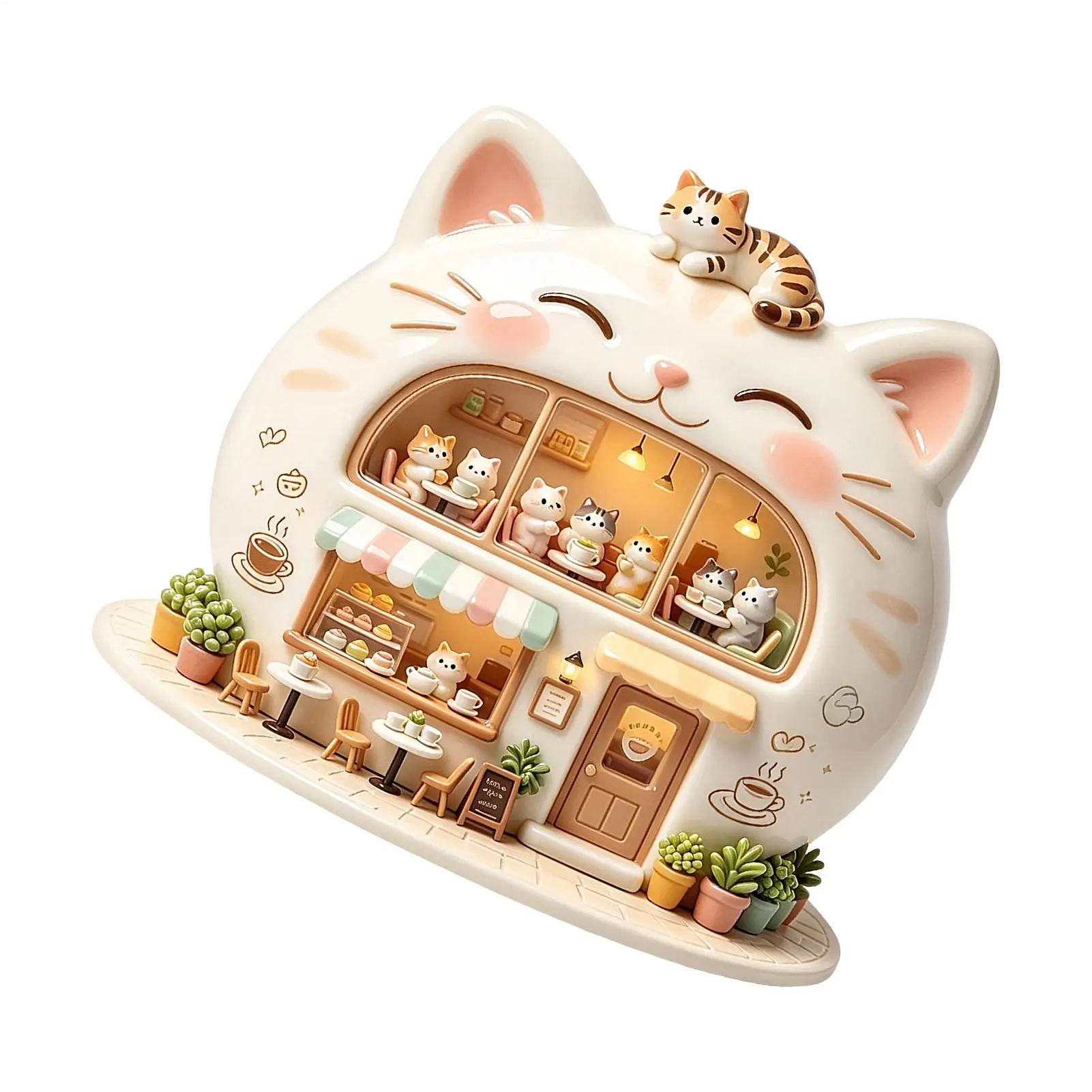 Cat Magnets 3D Resin Cartoon Coffee Shop Magnetic Decoration Cafe Whiteboard Magnetic Stickers for Cabinet Whiteboard Gates Home