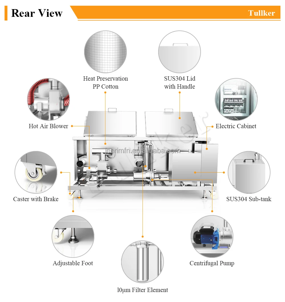 Lavatrice ad ultrasuoni in acciaio inossidabile per vetro da 61 litri, filtrazione a 2 serbatoi, asciugatura, risciacquo