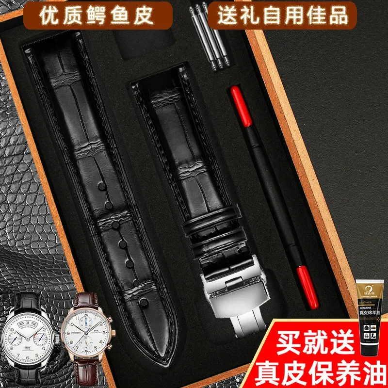 Crocodile Leather Watch Strap Suitable for Omega Defei Jiangshidun Jijia Genuine Leather Replacement Strap Men 18 20 22