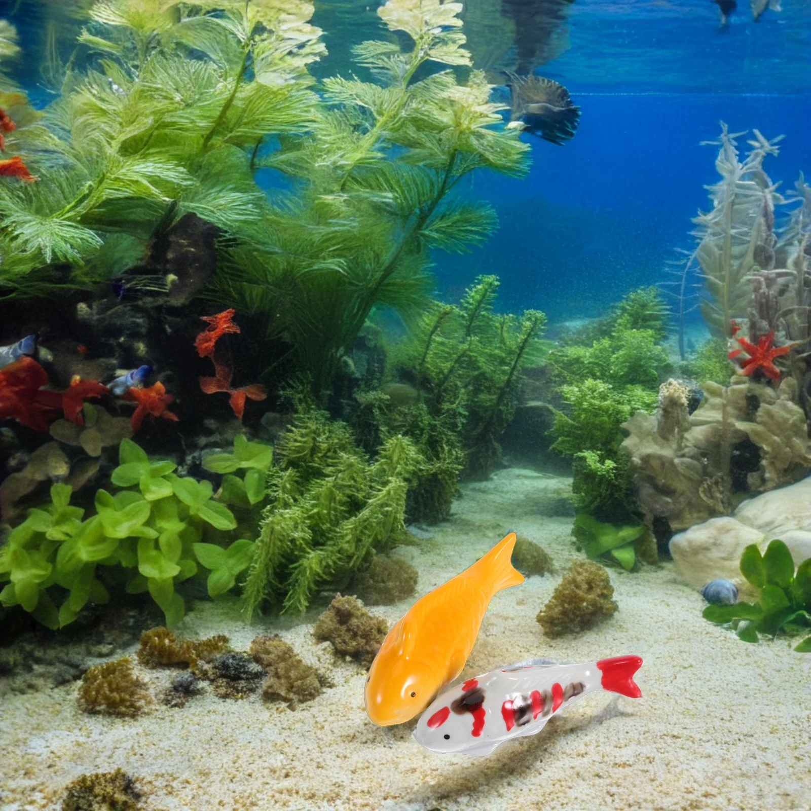 

2Pcs Ceramic Floating Fish Statues Koi Fish Decor for Pond Garden Aquarium Bathtub Outdoor Landscaping Pond Decor