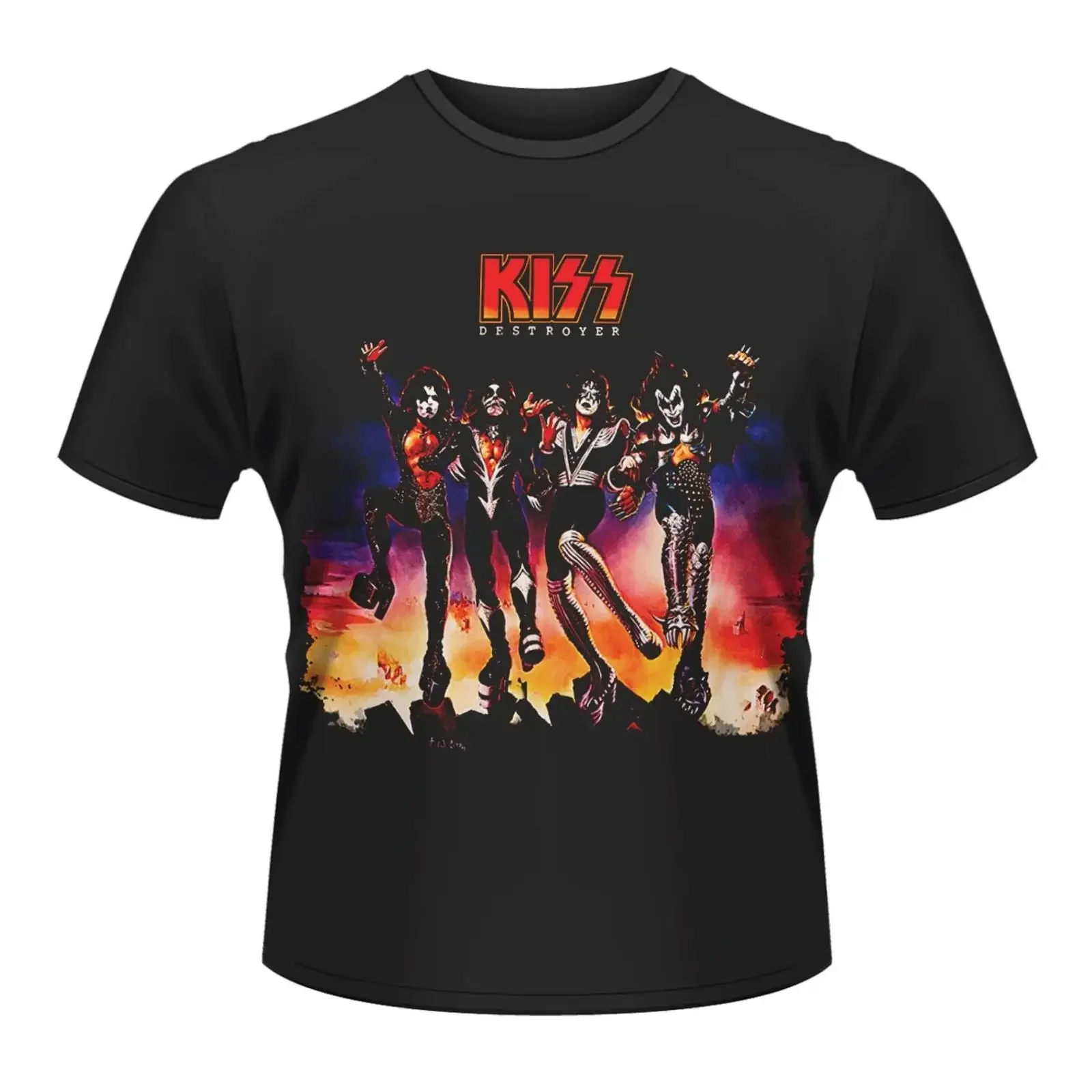 Camiseta Kiss Destroyer Gene Simmons Rock Heavy Metal Oficial para Hombre, Estilo Vintage, Lavada, Elástica, Ligeramente Elegante