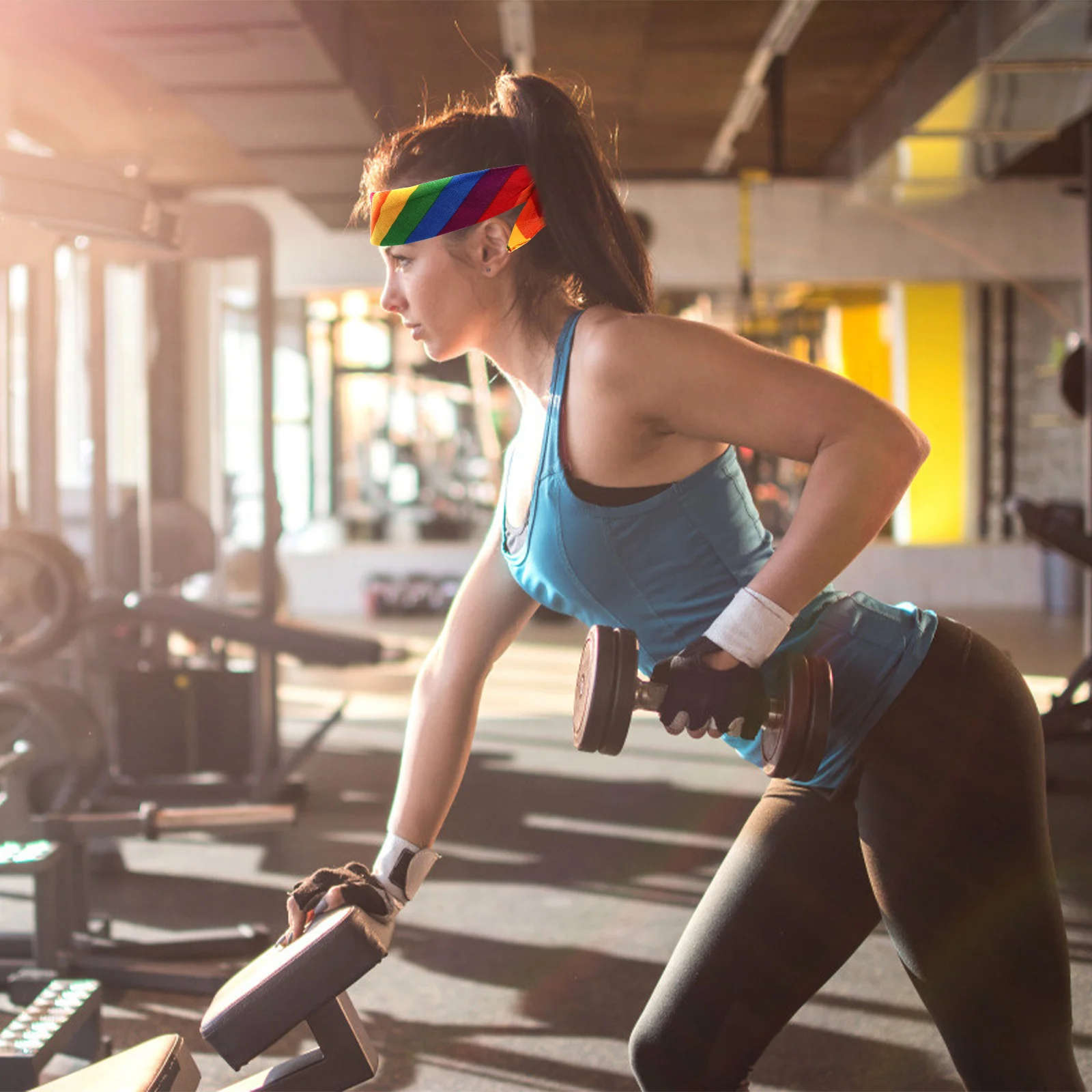 

4Pcs Sports Headband Bright Rainbow Fabric Sweat Absorbent Fitness Hair Band for Running Yoga Gym Workout Headwear