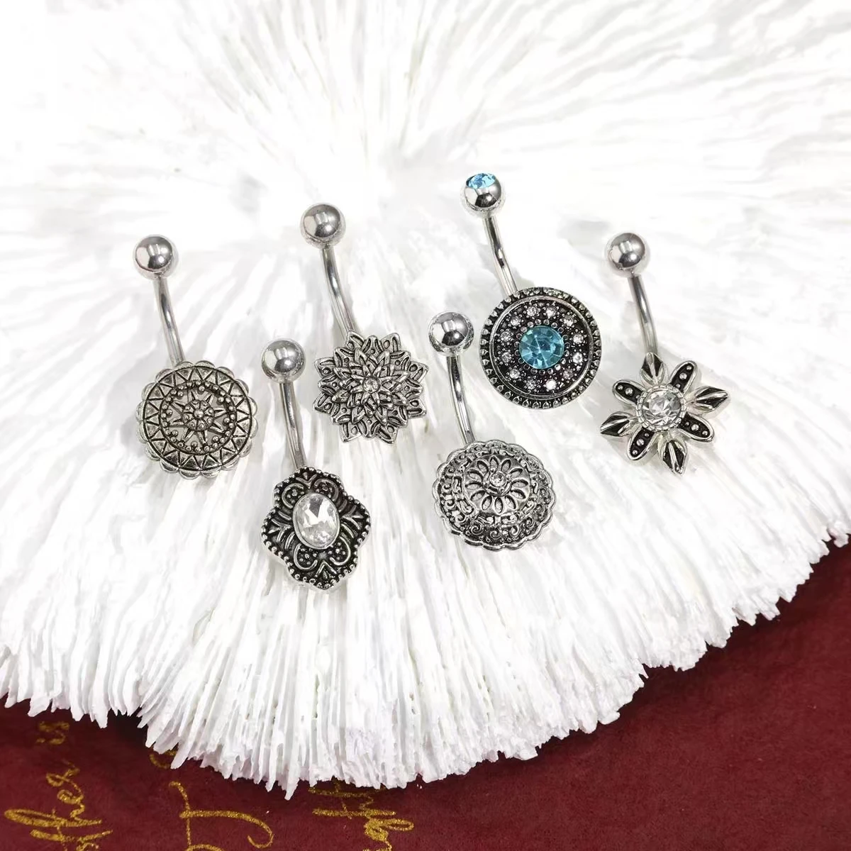 

1pc Vintage Silve Crystal Rhinestone Belly Button Rings For Women Navel Ring Zircon Body Jewelry Piercing Belly Navel Rings