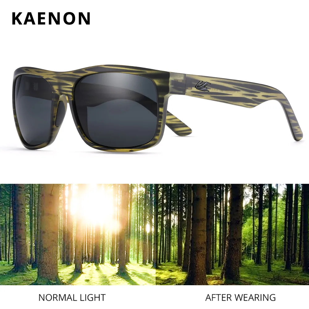 KAENON BURNET XL New Leisure Polarized Men Sunglasses Square Sun Glasses TR90 Frame 1.1mm Enhanced Lens Hard Zipper Case CE