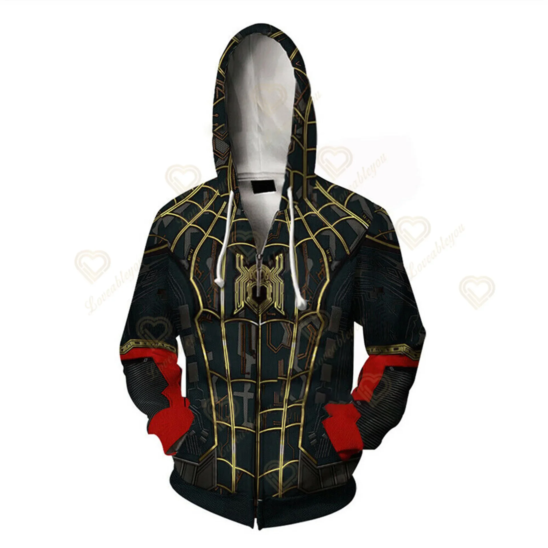 Kids Spiderman Hoodie Sweatshirts 3D Into The Spider-Verse Mens Hoodies Zipper Peter Parker Miles Morales Hoodie Boys Gift