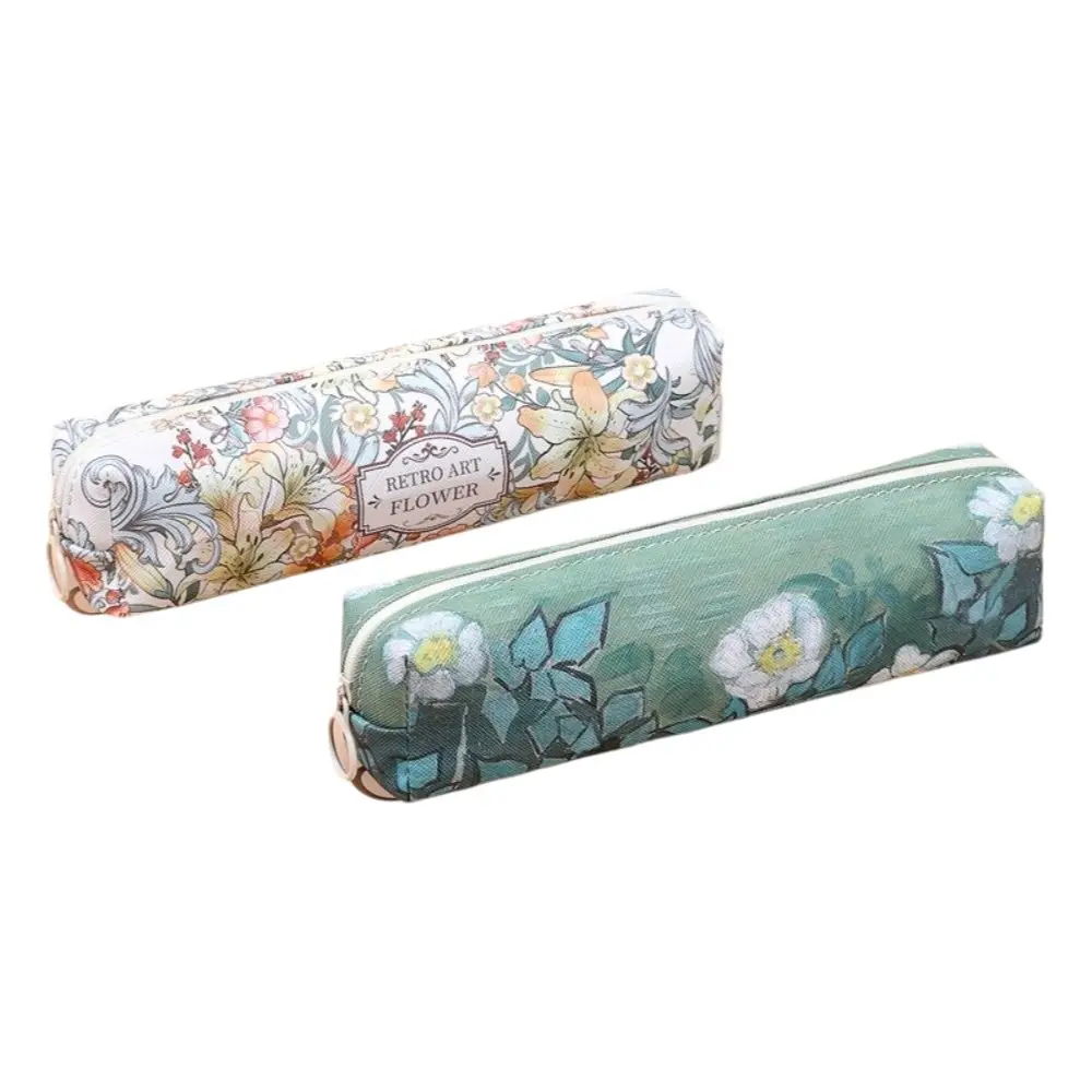 Retro Large Capacity Pencil Case Printing PVC Pen Bag Stationery Bag Office Use