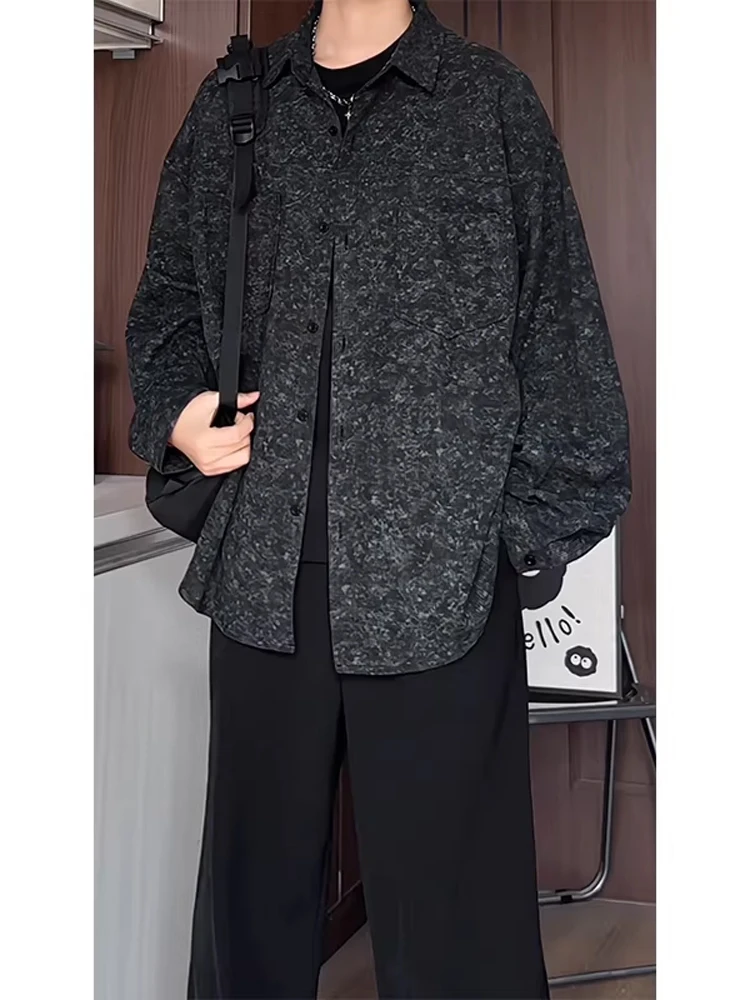 

American Sle Men's Long Sve Tie Dye irt Vintage Spring Faion Brand Embroidered Collar Jaet Cool Design Outerwear