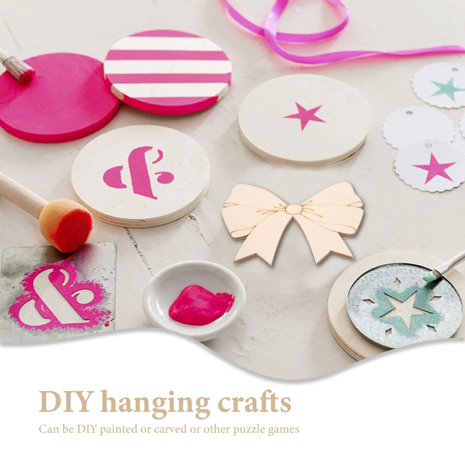 

10Pcs Unfinished Wood Bowknot Tags DIY Blank Wood Chips for Crafting Supplies Home Wedding Party Decorations Wooden Craft