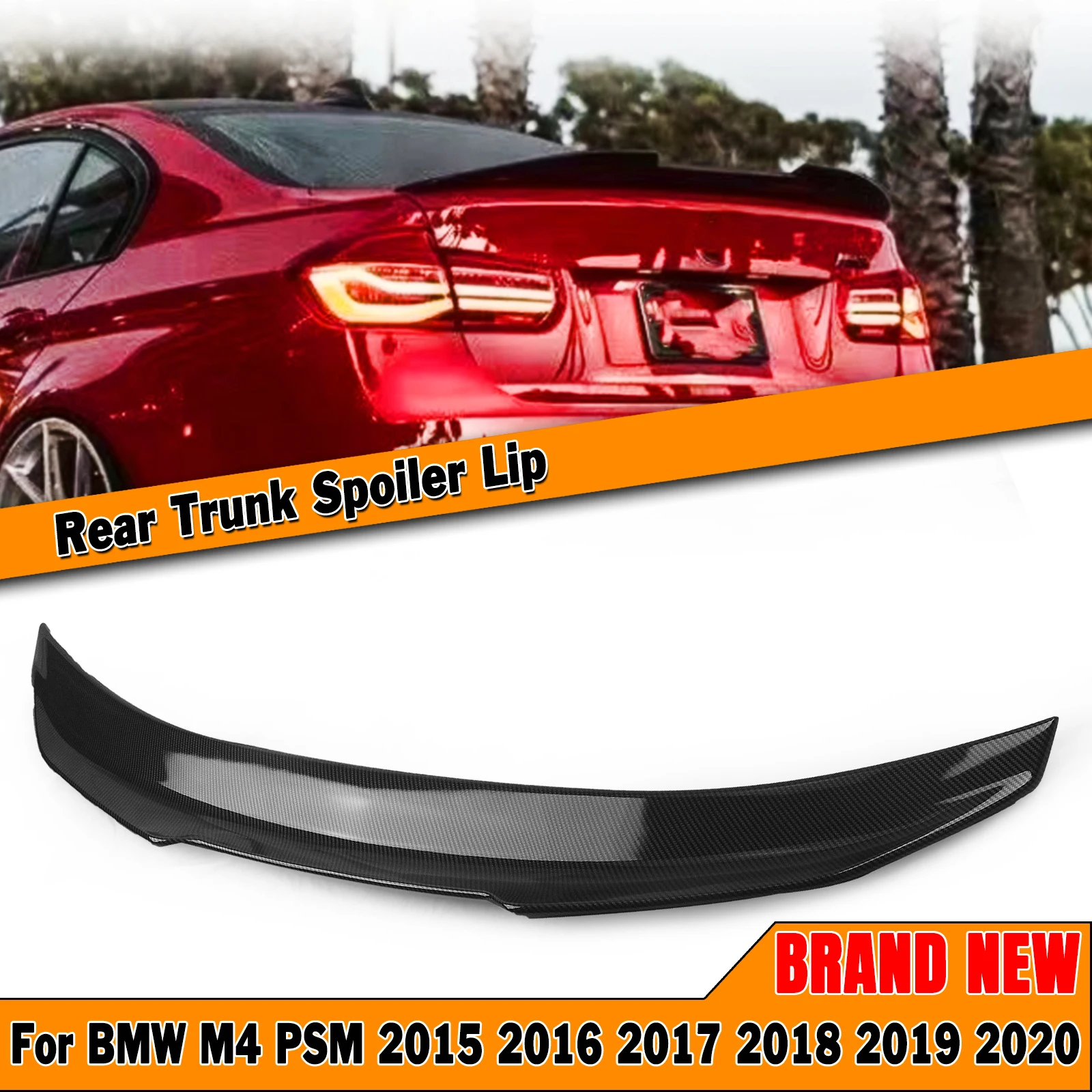 

Rear Trunk Lid Spoiler Wing For 2015-2020 BMW F82 M4 Coupe 2 Door Only PSM Style Carbon Fiber Look/Gloss Black Car Splitter Lip