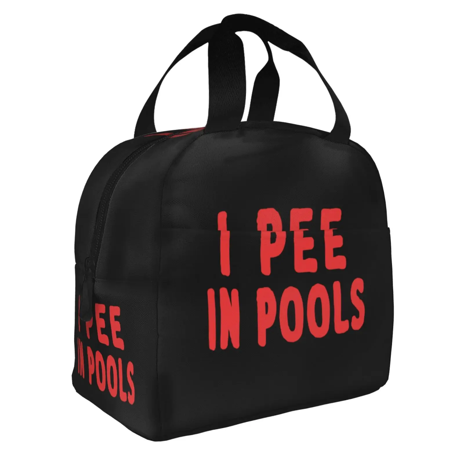 I Pee in Pools Interesting Text Lunch Tote Bag Insulated Leakproof Lunch Box Container with Front Pocket for Girls Boys