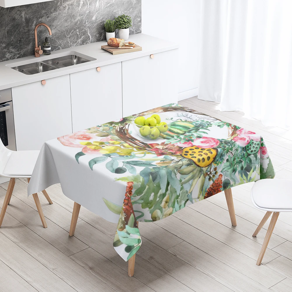 Home tablecloths dining decoration and rectangular table accessories waterproof cloth Anti-stain restaurant Nordic plant flower