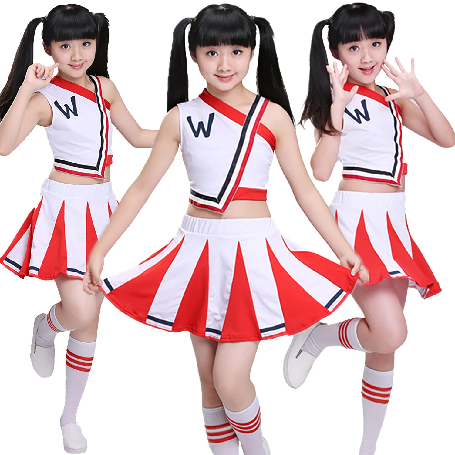 LOLANTA Girls School Cheerling Uniform Activity Practice Stage Performance Wear Outfits off-shoulder Sleeveless Tops Skirts Set