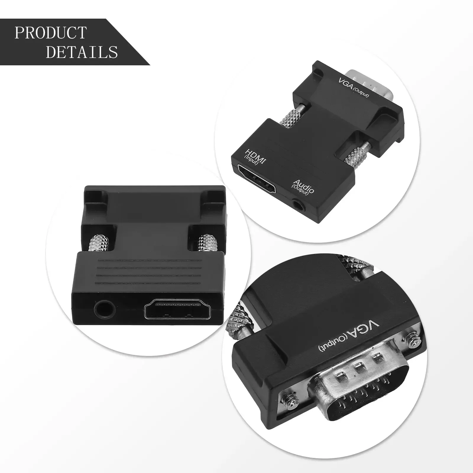 Compatible Female To VGA Compatible Male Converter With 3.5mm Socket Computer Laptop Television Audio Cable Adapter