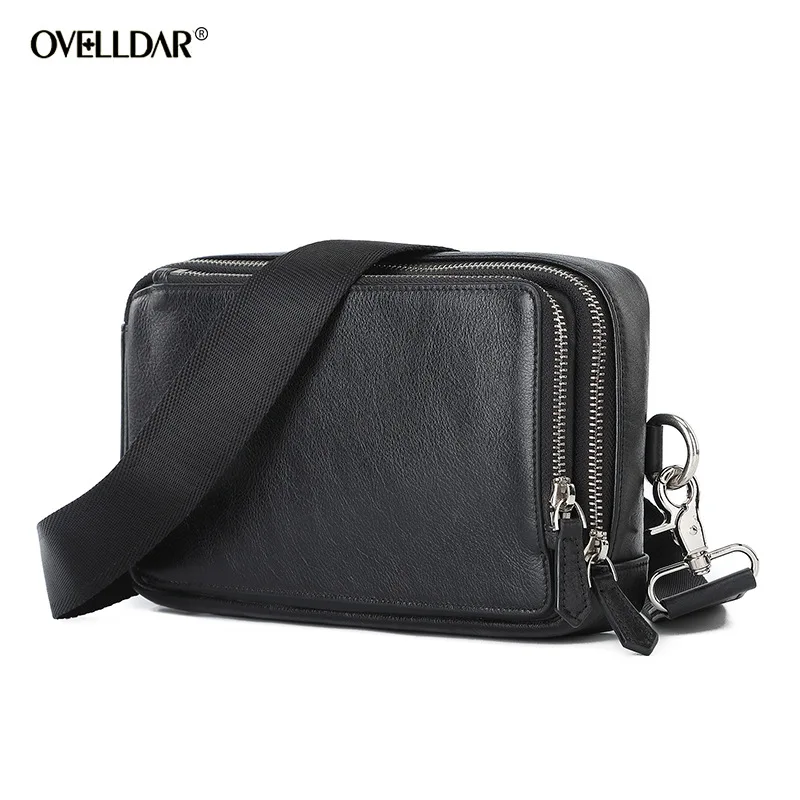 Man Leather Shoulder Chest Bag Men\'s Oil Wax Cow Leather Messenger Bag Office Handbag For Men Casual Male Shoulder Bag